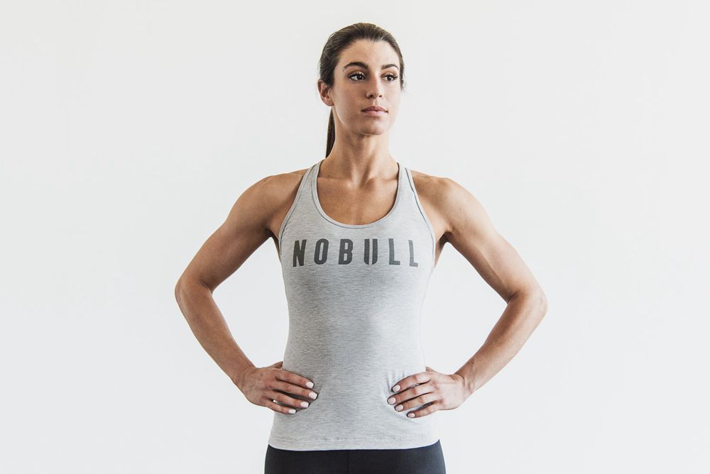 Débardeurs NOBULL Femme Grise Clair - NOBULL Racerback,France (6205-OLBWZ)